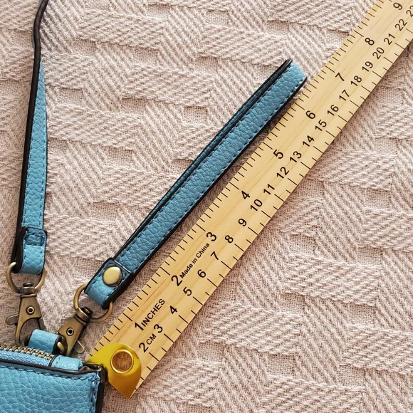 NWOT Joy Susan Mini Crossbody Wristlet Clutch - Light Blue Vegan Leather - Picture 5 of 8